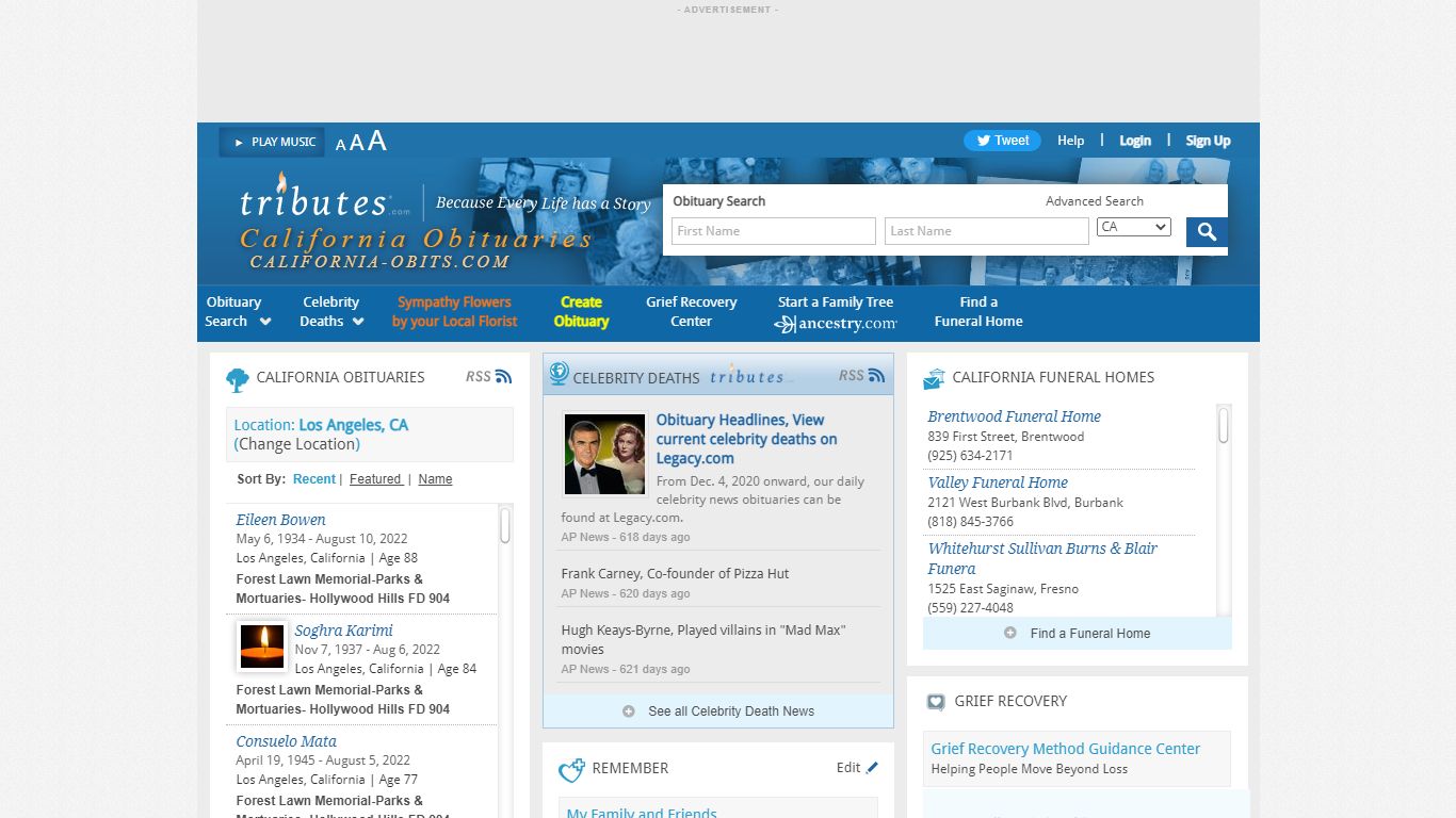 California Obituaries - Latest Obituaries in San Jose ...