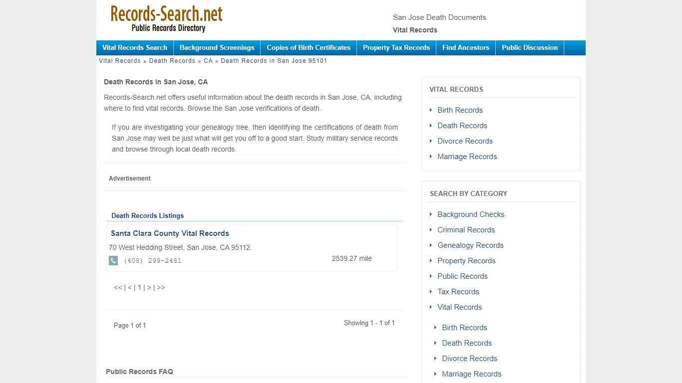 San Jose Death Documents - Vital Records